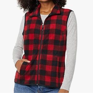 Chaps Red & Black Buffalo Plaid Fleece Vest